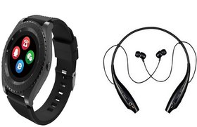 Bushwick Presents Z12 Smart Watch Pedometer Support With HBS- Music  Talking Bluetooth Headphones.