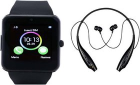 Bushwick Presents GT12 Bluetooth Smartwatch with Camera Support With HBS- Music  Talking Bluetooth Headphones.
