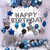 I Q Creations Happy Birthday Foil Silver (13 Letters)+Stars(10)Silver,Blue(3 each)+30 Balloons Blue,Black,Silver 10each