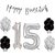 Happy Birthday Banner Cursive Silver(13 Letters) + 30 Metallic Balloons Black n Silver (15 each)+ 15 Digit
