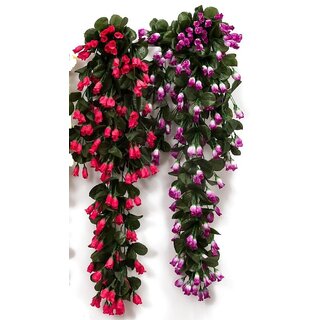 Style UR Home- Artificial Rose Hanging Flowers Natural Looking for Home  Garden dcor (Purple  Pink)