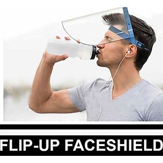 Samurai Flip-up Face Shield, Face Protection Shield, Face Protector For All Front Line Warriors (Pack of 10, Blue Color)