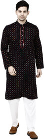 Prijam Men's Blue Long Straight Fit Kurta