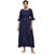 Saadhvi Navy Blue Crepe Abstract Print Stitched Dress