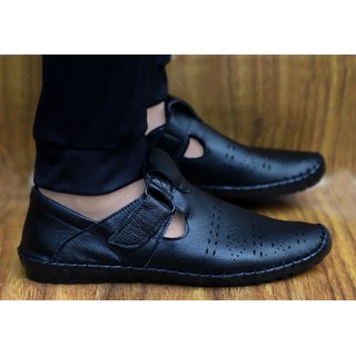 MarcoUno Black Velcro Sandals for Men