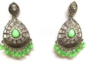Oxidised Green Earring