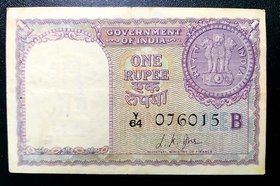one rupee L.K JHA 1957 prefix Y inset B