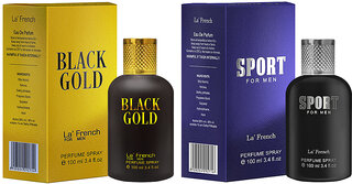 La French BLACK GOLD  SPORT FOR MEN, EAU DE PARFUM 100ML PACK OF 2