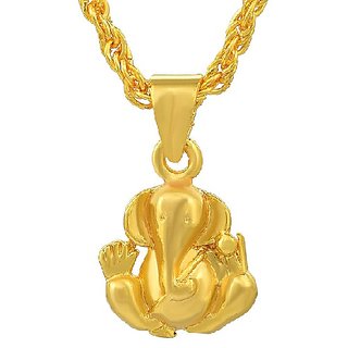                       Ganesh Ganapati Religious Gold Plated Metal Pendant for Men and Women                                              