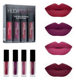 Huda Beauty Matte Liquid Lipsticks/LipGlosses, Huda Liquid Matte TMg  Lipstick set (Red Edition)