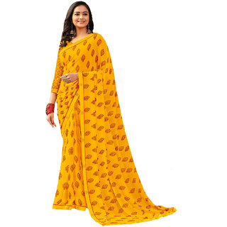 Women's Georgette Epic Floral-Print Saree with Blouse