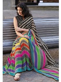 Multicolor Batik Print Silk Saree With Blouse by Sharda Creation