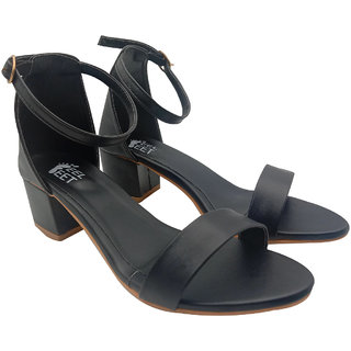2 inch block heels black