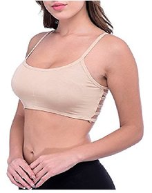 Mithriya Bra Beach Wear 6 Straps Removable Soft Padded Bra Teenagers Bra With Soft Cotton Lycra Fabric Women's, Girl's Bralette Detachable Light Padded Bra (Pack of 1, Free Size Stretchable Up to 28 to 36Inch Bust)