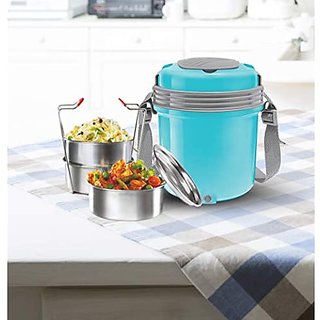 Milton Electron 3Stainless Steel Tiffin Box Set 360Ml158Mm Set Of 3 -(Assorted Colors)