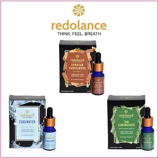 redolance 100 Pure Sandalwood, AQUA, Lemongrass Essential Oil 10MLX3