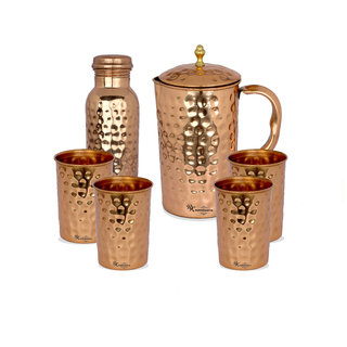 Buy R K Handicrafts Pure 100 Copper Water Jug Set 1 Jug 2 Bottle 6