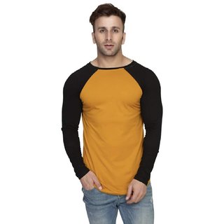                       Ravi Corporation Yellow Long Sleeve Cotton T-Shirt for Men                                              