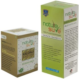 Nature Sure Combo Kalonji Black Seed Oil (110ml) and Kalonji Tablets (90Tab.) for men and women