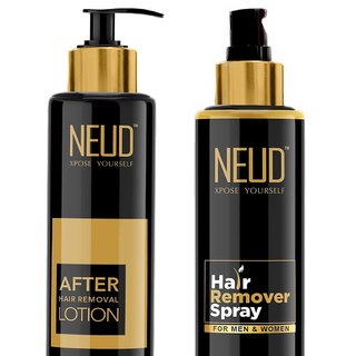 NEUD Combo Hair Remover Spray (100 ml) and After-Hair-Removal Lotion (100 gm) for Skin Care