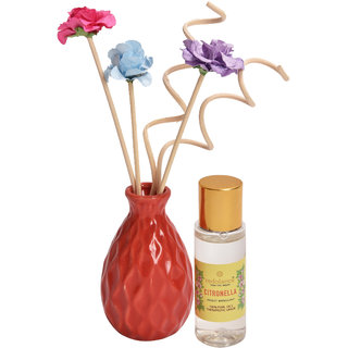 redolance scented reed diffuser citronella oil 30ml ceremic pot purple colour LBH (INC) 2x2x3 for home, office and spa D