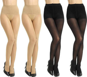 KYODO New Fashion Nylon High waist pantyhose stretchable stockings for girls and women Color-Black, Beige