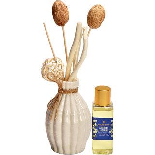redolance scented reed diffuser jasmine oil 50ml ceremic pot white colour LBH (INC) Diffuser Set
