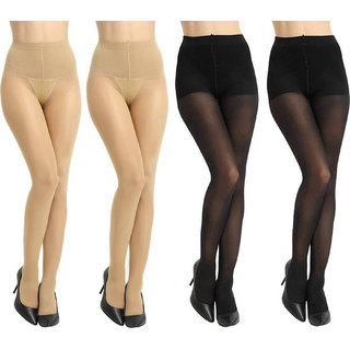 KYODO New Fashion Nylon High waist pantyhose stretchable stockings for girls and women Color-Black, Beige