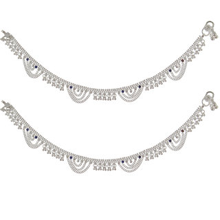 Buy Lucky Jewellery Traditional Designer Silver Polish Anklet Payal Pair of  One for Girls & Women (527-C2YS2-1108) Online - Get 86% Off