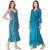 Romaisa Women's Satin Nighty with Robe Set of 2 pcs (Free Size) (Blue Color)