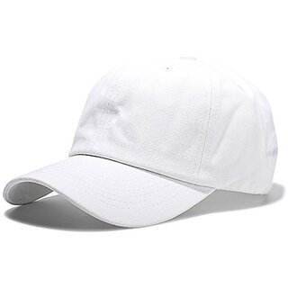 Cotton Plain White Baseball Cap Adjustable For Menwomen