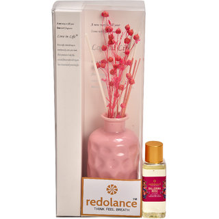 redolance scented reed diffuser rose oil 50ml ceremic pot pink colour LBH (INC) 2.8X2.8X5 for home, office and spa Diffu