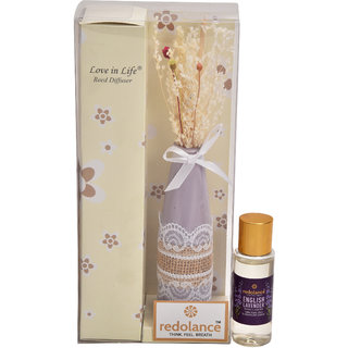 redolance scented reed diffuser LAVENDER oil 30ml ceremic pot blue colour LBH (INC) 1.6X1.6X 5 for home, office and spa