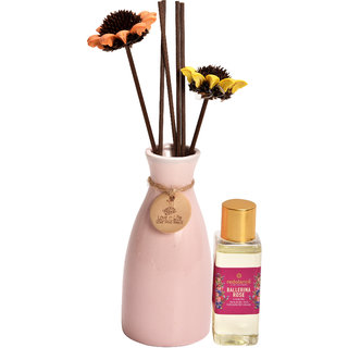 redolance scented reed diffuser ROSE oil 50ml ceremic pot pink colour LBH (INC) 2.5X2.5X5 for home, office and spa Diffu