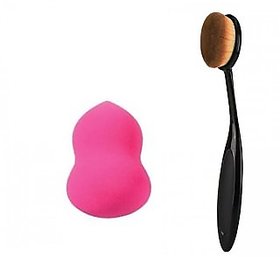 Beauty Blender Puff and Makeup Oval Brush ( Pack of 2 )