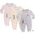 GOCHIKKO Baby Girl and Baby Boy's Long Sleeve Organic Cotton Sleep Suit Romper Set of 3(Pink Green Blue)