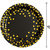 Hippity Hop Black And Gold Foil Polka Dot Disposable Paper Plates Dinnerware Plates For Party(Black) (Pack Of 10)