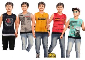 Kavin's Cotton Trendy T-Shirt for boys, Pack of 5, Multicolored, Combo Pack - Marino