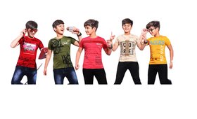 Kavin's Cotton Trendy T-Shirt for boys, Pack of 5, Multicolored, Combo Pack - Spike