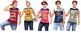 Kavin's Cotton Trendy T-Shirt for boys, Pack of 5, Multicolored, Combo Pack - Rock