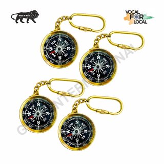                       Gola International Brass Magnetic Direction Compass Keychain Pack of 4                                              