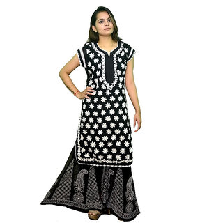 White and Black Polka Dot Stitched Kurti