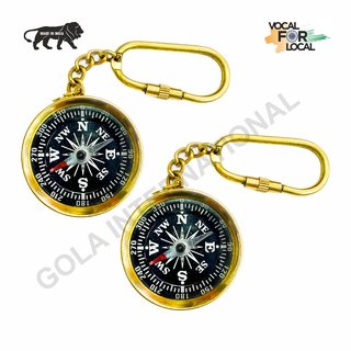                      Gola International Brass Magnetic Direction Compass Keychain Pack of 2                                              