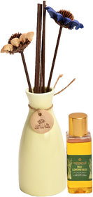 redolance scented reed diffuser LEMONGRASS oil 50ml ceremic pot yello colour LBH (INC) 2.5X2.5X5 for home, office and sp