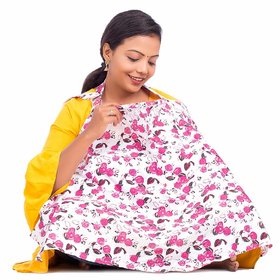 GOCHIKKO Stylish Organic Cotton Nursing feeding Cover  Feeding Shawl  for Women  Mothers (Pink Rose)
