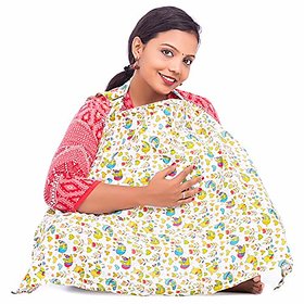 GOCHIKKO Stylish Organic Cotton Nursing feeding Cover  Feeding Shawl  for Women  Mothers (Green Bird)