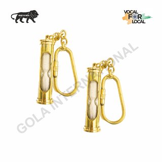                       Gola International Antique Decorative Designer (Sand Timer) Hourglass Keychain Made from Pure Brass Pack of 2                                              