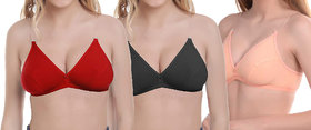 Hosiery Non-Padded Comfy Bra with Transparent Straps (Pack of 3)