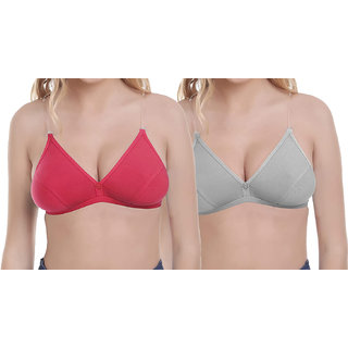 Hosiery Non-Padded Comfy Bra with Transparent Straps (Pack of 2)