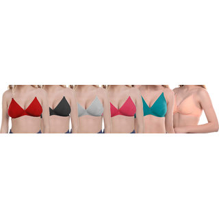 Hosiery Non-Padded Comfy Bra with Transparent Straps (Pack of 6)